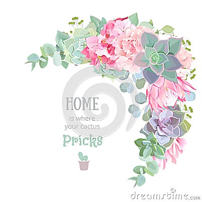 Wild desert floral crescent shaped vector frame Vector Illustration