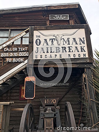 Oatman Jailbreak, and historic buildings, Oatman, Arizona Editorial Stock Photo