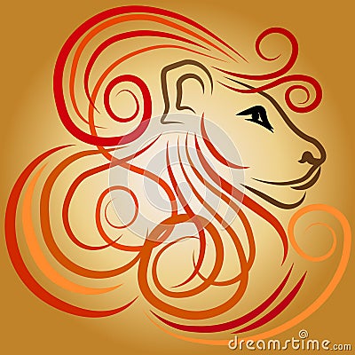 Wild fantasy lion abstract logo. Vector Illustration