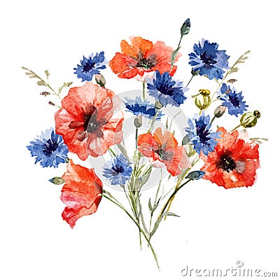 Wild flower bouquet Vector Illustration