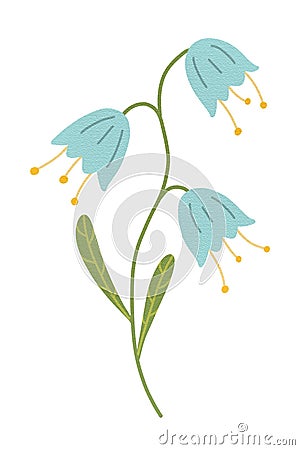 Wild flowers collection. Abstract flowering plants, blooming flowers, subshrubs isolated on white background. Cartoon Illustration