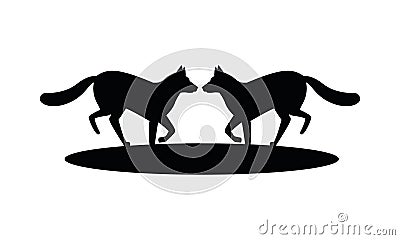 Wild foxes animals nature silhouette Vector Illustration