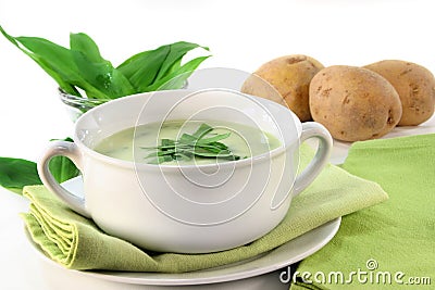 Wild garlic soup Stock Photo