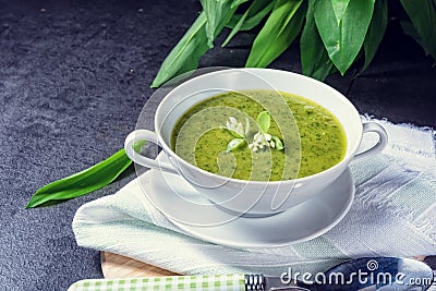 Wild garlic soup Stock Photo