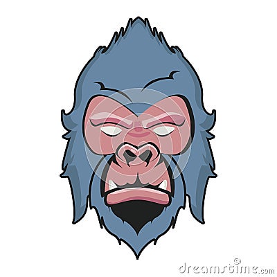 wild gorilla animal head blue and pink colors Vector Illustration