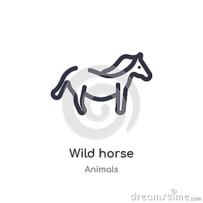 wild horse outline icon. isolated line vector illustration from animals collection. editable thin stroke wild horse icon on white Vector Illustration