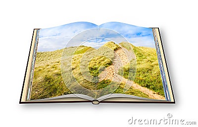 Wild Irish landscape with sand dunes - Nature trail to the beach Stock Photo