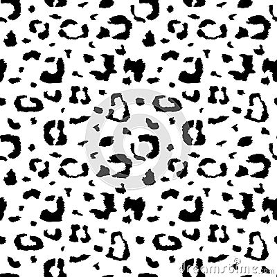 Wild leopard skin vector black and white seamless pattern for africa style fabric, safari decoration Vector Illustration