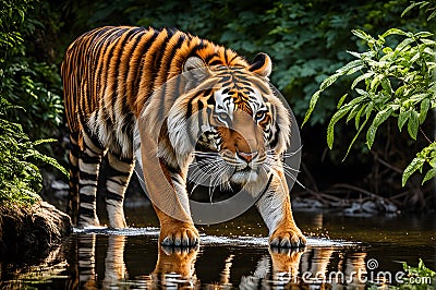 wild life photography of a tiger in the forest Stock Photo