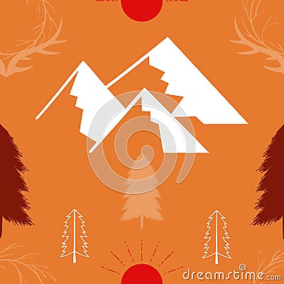 Wild Light Seamless Pattern on orange background Vector Illustration