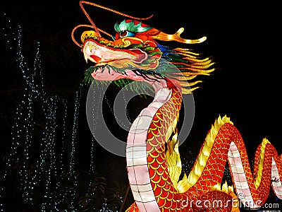Wild lights, chinese dragon at Dublin Zoo at night Editorial Stock Photo