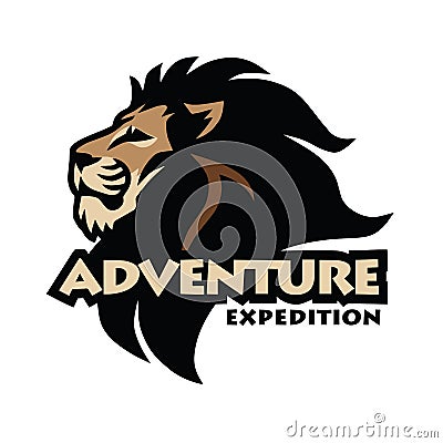 Wild Lion Head Adventure Sports Mascot Logo Design Vector Illustration