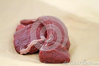 Healthy wild meat, boneless roe deer roast piece Stock Photo