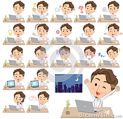 Wild Middle aged man_desk work Vector Illustration