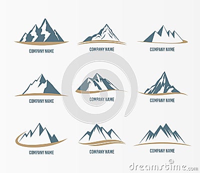 Wild mountain design icon set Stock Photo