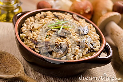 Wild Mushroom Risotto Stock Photo