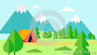 Wild Nature Rest, Camping Flat Vector Illustration Vector Illustration