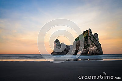 Beautiful place in Wharariki Beach, New Zealand Stock Photo