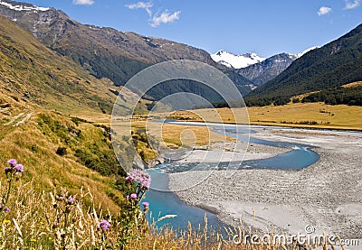 Wild NZ valley Stock Photo