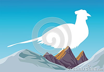 Wild pheasant bird animal silhouette in landscape scene Vector Illustration