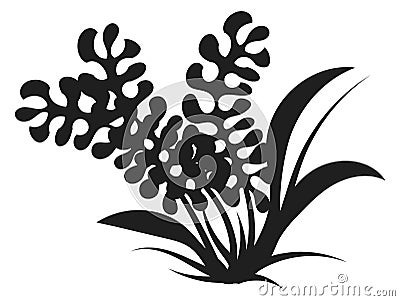 Wild plant black silhoette. Nature icon. Botany sign Vector Illustration