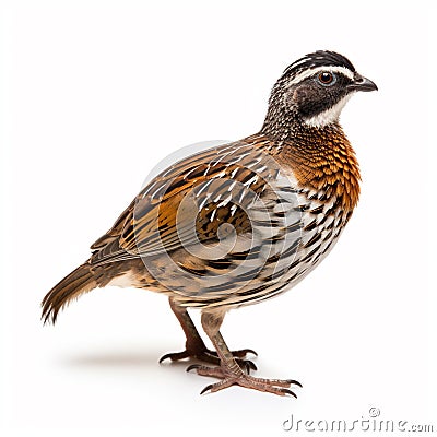 Wild quail, Coturnix coturnix, isolated on a white background. generative ai Stock Photo