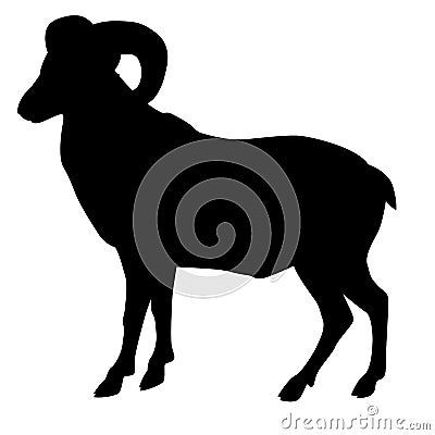 Wild ram black silhouette vector Vector Illustration