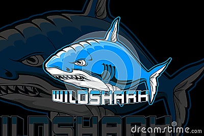 Wild shark e sports team logo template Vector Illustration