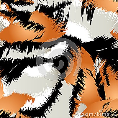 Wild tiger stripes in a seamless pattern Vector Illustration