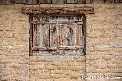 Wild west adobe with wooden windows Stock Photo
