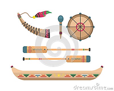 Wild west american indian designed element traditional art concept and native tribal ethnic feather culture ornament for Vector Illustration