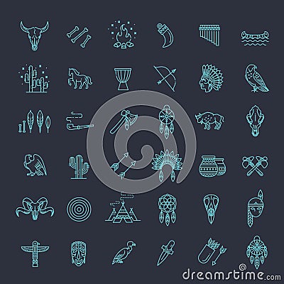 Wild west american indian designed element traditional art concept Vector Illustration