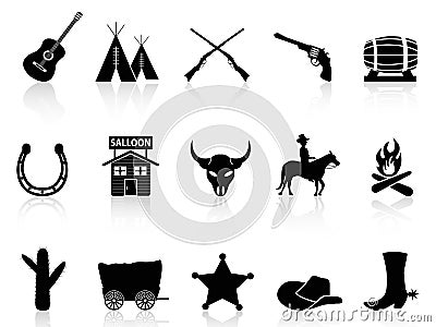 Wild West & Cowboys icons set Vector Illustration