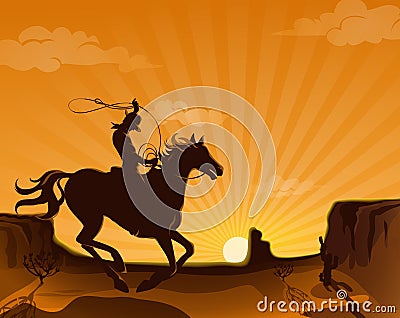 Wild West Landscape Poster Vector Illustration