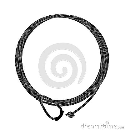 Wild west lasso rope circle frame. Black Vector Illustration