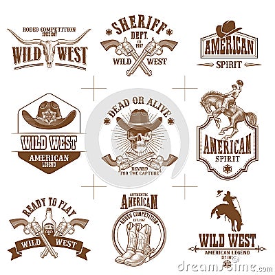 Wild west logos vector collection Vector Illustration