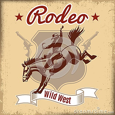 Wild West Rodeo Template Vector Illustration