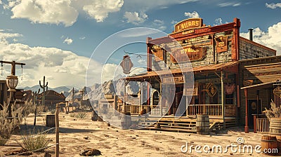 Wild West Saloon: Step into the Heart of Frontier Hospitality Stock Photo