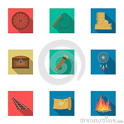 Wild west set icons in flat style. Big collection of wild west vector symbol stock illustration Vector Illustration