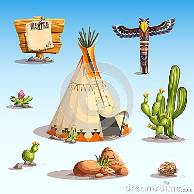 Wild west set Vector Illustration