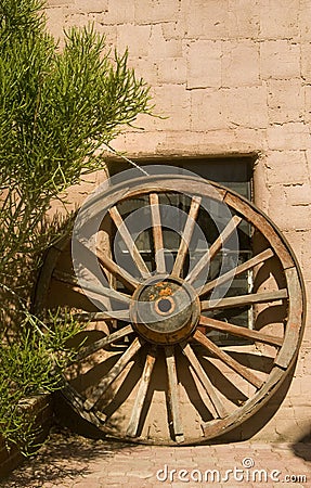 Wild west wagon wheel Stock Photo