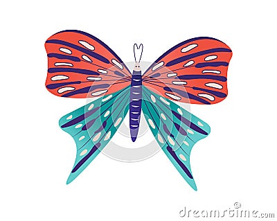 Wild wildlife forest butterfly isolated on white, icon cartoon vector illustration. Living nature animal moth insect Vector Illustration