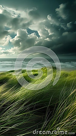 Wild and Windswept: The Vibrant Coastal Landscape of the Pacific Stock Photo