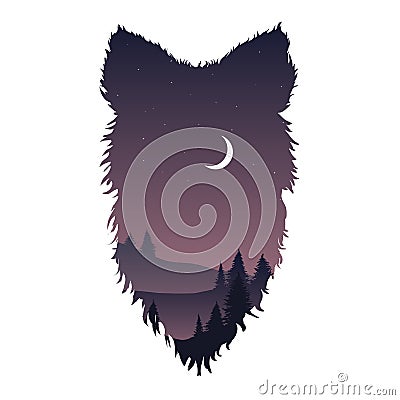 Wild Wolf Head Silhouette Vector Illustration