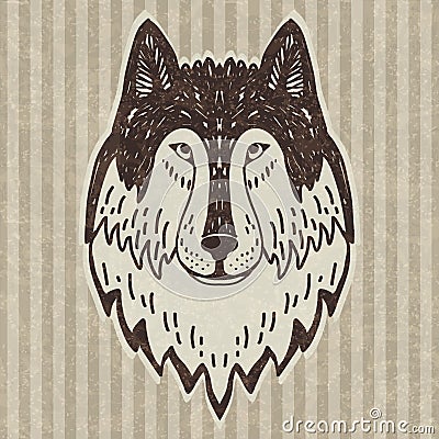 Wild wolf head Vector Illustration