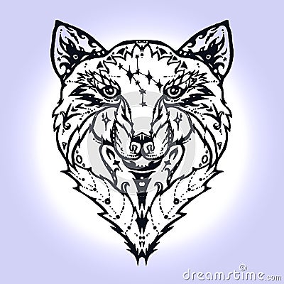 Wild wolf tattoo Stock Photo