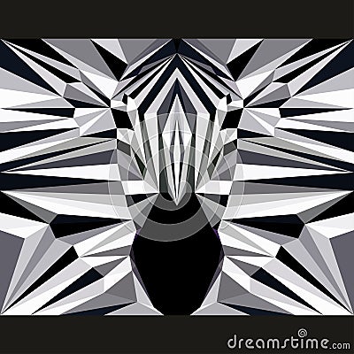 Wild zebra stares forward. Nature and animals life theme background. Abstract geometric polygonal triangle illustration Vector Illustration