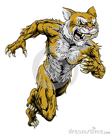 Wildcat sports mascot running Vector Illustration