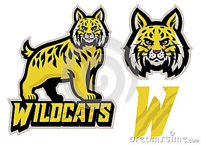 Set of wildcat mascot Vector Illustration
