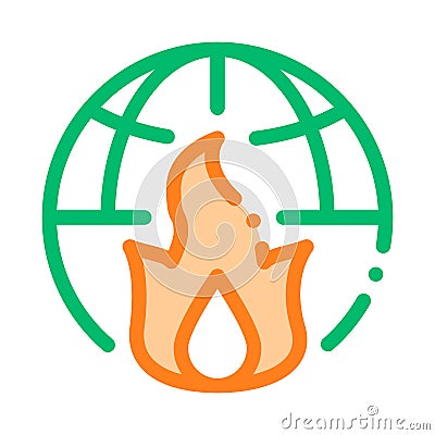 Wilderness Fire Planet Earth Vector Thin Line Icon Vector Illustration